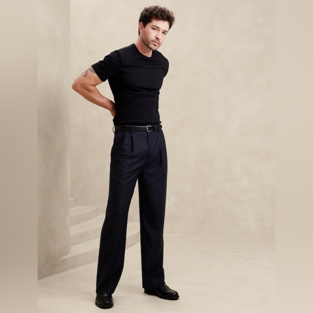 BANANA REPUBLIC SIGNATURE ITALIAN HOPSACK WIDE-LEG PANT